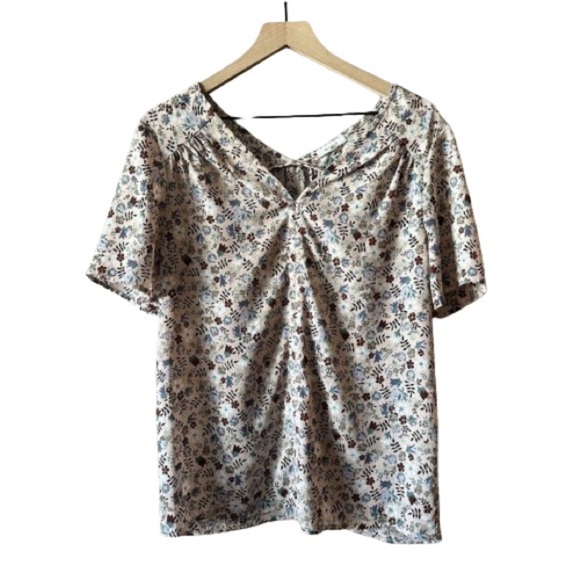 Women's S Pleione Floral Blouse Light Pink Lightweight Short Sleeves Print - Picture 1 of 7